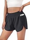 Blooming Jelly Women's Quick-Dry Running Shorts Workout Sport Layer Active Shorts with Pockets 1.75" (Medium, Black)