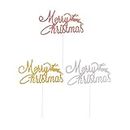 Merry Christmas Cake Topper Christmas Party Cake Decorations Glitter Merry Christmas Cupcake Toppers Party DIY Cake Picks Christmas Party Decorations Photo Props 12PCS