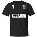 DayM Ecuador Soccer Jersey Team 2022 Ecuadorian Fans Football Fan World Soccer Number 7 T-Shirt, Black, X-Large