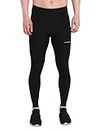 Athmonk Compression Nylon Lycra Lower Leggings Tights Yoga Pants for Men Boys - Workout Gym Exercise Running Cycling Training - Full Leg Sleeves - Cold Weather Sports Inner - Skinny Fit - Black, L