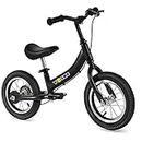 YBIKE Bicicleta De Equilibrio 2 En 1,Bicicletas para Niños Función De Doble Uso,Adecuada para Niños De 1 a 7 Años, 12,14,16 Pulgadas con Freno, Pedal, Teoría De La Formación (Black, 16inch)