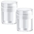 Airless Pump Jars Empty Airless Cosmetic Container Refillable Travel Size Cream Jar Vacuum Bottle Dispenser 30ml for Creams Gels Lotions 2Pcs