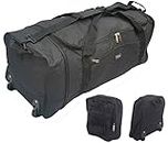 32 Inch Large Folding Wheeled Travel Sports Cargo Holdall Duffle Bag (Black)