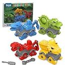 PATPAT Dinosaur Toys For Kids Diy Assembly Construction Dinosaur Truck Toys For Kids Dinosaur Building Toys With Toy Screwdriver,Stem Toy Assembling Building Blocks Gifts For 3-8 Year Kids,Multicolor