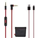 Original Replacement AUX Audio Cable Cord for Beats by Dre Headphones Solo/Studio/Pro/Detox/Wireless with MIC Red+Replacement Charger Cable for Beats by Dr Dre and Pill