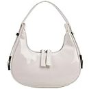 Women Cute Small y2k Hobo Shoulder Bag Fashion Clutch Purse Crescent Moon Handbags with Zipper & Adjustable Strap(White)