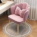 1X Kitchen Dining Chair Velvet Armchair Modern Decorative Furniture Chairs for Makeup with Gold Metal Legs with Arms and Backrest Living Room Chair for Bedroom, Compact Padded Seat