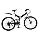 Acesunny Bicicletta pieghevole da 26 pollici, mountain bike, mountain bike, Fully, mountain bike, freno a disco, sospensione completa, colore nero, 21 marce, per adulti