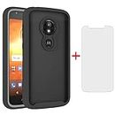 Phone Case for Motorola Moto E5 Play E 5 Cruise 5E Go with Tempered Glass Screen Protector Clear Cover and Slim TPU Bumper Hybrid Hard Rugged Cell Accessories MotoE5play MotoE5 E5play Cases Men Black