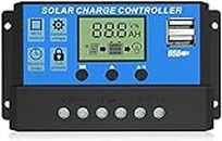 Techtonics Solar Charge Controller 30A - 12v/24v Intelligent Battery charger, 30amp Control charging for Lead Acid & Lithium Battery with USB Port and LCD Display