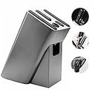 Stainless Steel Knife Holder- Universal Knife Block, 2 Tier Design with Scissors & Sharpening Rod-Slots,Space Saver Knife Storage, Holds 6 Tools Knife Storage