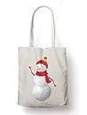 BLAK TEE Cute Golf Snowman Waving Organic Cotton Reusable Shopping Bag Natural