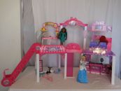Barbie Malibu Ave Shopping Mall Salon Food Court Escalator, Movie Screen + Dolls