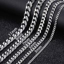 16-36" Stainless Steel Silver Chain Cuban Curb Womens Mens Necklace 3/5/7/9/11mm