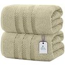 DAN RIVER Bath Sheets Set of 2 – 550 GSM Ultra Super Soft Sheets – 100% Cotton Jumbo Large Bath Towels for Bathroom, Home, Hotel, Spa, Beach, Pool, Gym – 35”x70” in Simply Taupe