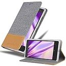 Cadorabo Book Case Compatible with Nokia Lumia 1020 in Light Grey Brown - with Magnetic Closure, Stand Function and Card Slot - Wallet Etui Cover Pouch PU Leather Flip