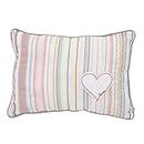 ED Ellen Degeneres Cotton Ribbon Stripe with Heart Applique Decorative Pillow, Rose, Ivory, Aqua, Coral