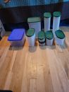 SET OF 9 TUPPERWARE MODULAR MATED CONTAINERS W/LIDS