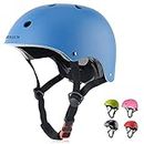 BURSUN Kids ABS Helmet, CPSC Certified, Adjustable, for Bike/Mini BMX/Scooter/Skate/Ski and Multi-Sports, to Boys and Girls (Blue, 5-8 Years Old)