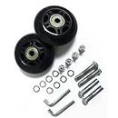 LOTOWELZON 2pcs Luggage Suitcase Replacement Wheels, 80mm Rubber Inline Roller Skate Wheels with 8mm(0.31") ABEC-7 608ZZ Bearings Repair Kits (Black, OD80xW24mm/3.15" x0.94)
