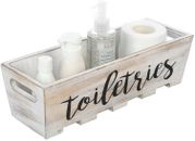 Whitewashed Wood Bathroom Trays for Counter, Toiletries and Guest Towel Holder