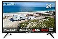 ENGLAON 24 Inch HD Smart TV with Android 11 LED 12V Display and Built-in Bluetooth 5.0 & Chromecast for use in Caravan Motorhome Camper or RV