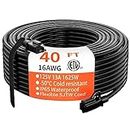 Indoor Outdoor Black Extension Cord 40 ft Waterproof, 16/3 Gauge Flexible Cold-Resistant Appliance Extension Cord Outside, 13A 1625W 16AWG SJTW, 3 Prong Heavy Duty Electric Cord, ETL HUANCHAIN