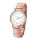 JewelryWe Women's Elastic Watch Easy Reader Analog Quartz Stretch Band Wristwatch for Valentine's Day