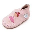 Dotty Fish Soft Leather Baby Shoes. Toddler Shoes. Girls. Non Slip Suede Soles. Pink Fairy Ballerina. 12-18 Months (5 UK Child)
