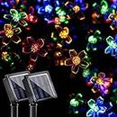 GIGALUMI 2 Pack Solar Flower Strings Lights, Solar Fairy Lights Total 46 Feet 100 LED Cherry Blossoms String Lights for Outdoor, Home, Lawn, Wedding, Patio, Party and Holiday Decorations-Multicolor