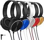 Maeline Classroom Headphones Bulk 5 Pack, Student On Ear Comfy Swivel Headset for School, Library, Airplane, for Online Learning, Travel, Stereo Sound 3.5mm Jack, Red, Black, Blue, White, Yellow