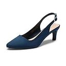 DREAM PAIRS Sandalias de tacón para mujer, zapatos de tacón de gatito, zapatos de boda, azul marino (Navy Suede), 39 EU