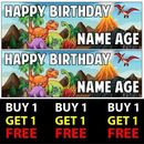 Personalised Dino Dinosaur Party Birthday Banners 100gsm Kids Party Wall Deco