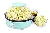 Nostalgia Classic Retro Electric Stirring Popcorn Maker, Makes 24 Cups, Large Lid Doubles as Serving Bowl, Quick Heat Technology, for Kettle Corn and Roasted Nuts, Aqua