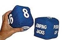 Pair of Soft and Durable Canvas Fitness Dice (1 with Numbers, 1 with Exercises)