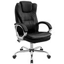 Precision Synergie Ergonomic Office Chair Desk Chair Gaming Chair for Adults, Computer Chair With Armrests, Height Adjustable Swivel Chair with Tilt Function, PU Leather Black Chair