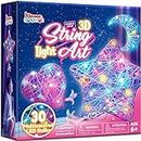 Klever Kits 3D String Art Kit for Kids, Light Up String Light Toy with 30 Multi-Colored LED Bulbs, Arts and Crafts Set, Birthday Gifts for Girls and Boys Ages 6-12