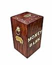WOOD ROOM Handcrafted Money Bank - Big Size Master Size Large Piggy Bank Wooden 8 x 5 inch for Kids and Adults (Brown)