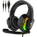 RGB Gaming Headset 5.1 Channel Stereo Noise Cancelling Over Headphones with Mic