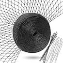 lampox Vogelschutz-Netz schwarz, Obstbaumnetz, Gartennetz, Teichnetz, Pool Netz, Vogelabwehr-Netz, Laubnetz, robust, 10x Erdhaken & 10x Kabelbinder (2 x 5m)