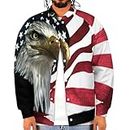 East Eagle on The American Flag Funny Men's Baseball Jacket Printed Coat Soft Sweatshirt For Spring Fall