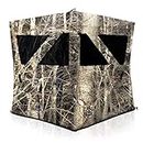 SereneLife Two Person Hunting Blind - Water Resistant Durashell Plus Hunting Ground Blind Tent Pop Up Blinds for Hunting w/Shadow Guard, Polyester Fabric, Includes Carry Bag/Tie-Down Cords - SLHT49