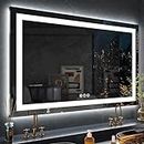 LOAAO 60X28 RGB LED Bathroom Mirror with Lights, Large, Anti-Fog, Dimmable Lighted Bathroom Vanity Mirror, Colorful Multiple Light Modes, RGB Backlit + Front Light, Memory Function