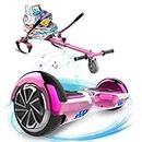 ELEKGO Hoverboard de 6,5 pulgadas con Go Kart, luz LED, patinete autoequilibrado con altavoz Bluetooth y Kart para niños