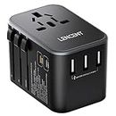 LENCENT Universal Travel Adapter, International Power adapters with 3 USB Ports & 2 Type-C PD Fast Charging Adaptor All in One Plug Adapter for Mobile Phone, Tablet,Type A/C/G/I (USA/UK/EU/AUS)