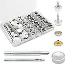 150 Pieces Stainless Steel Snap Fastener Kit, 15mm Heavy Duty Snap Button Press Stud Cap with Pliers and 3 Setting Tools for Marine Boat Canvas Bag Leather DIY Craft