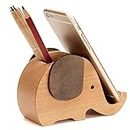 HyFanStr Birthday Gifts for Women and Men, Wooden Phone Stand Cute Elephant Gifts for Women Men, Desk Decoration Pencil Holders, Unique Pen Pot Stationary Pen Holder Presents for Birthday