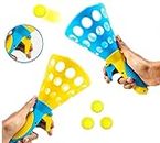 Storio Click and Catch Twin Ball Launcher Game with 3 Balls Indoor Outdoor Toy Set, Pop & Catch Ball Play Fun Boys & Girls