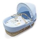 ELEGANT BABY Kinder Valley Beary Nice Blue Moses Basket Bedding Set Dressing Cover and Hood Only with Padded Liner (Basket & Fittings not Included)
