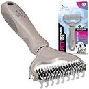 Pat Your Pet Deshedding Dog Brush - Double Sided Undercoat Grooming Rake for Dogs & Cats, Dematting Comb and Shedding Tool, Extra Wide, Gray
